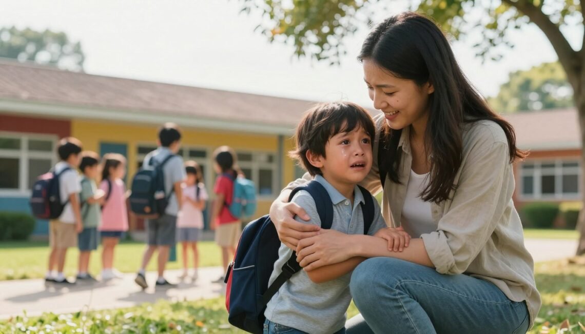 child cries before school