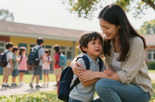 child cries before school